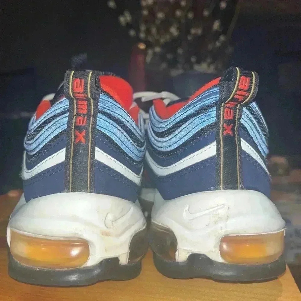 Nike Air Max 97 Midnight Navy Habanero Red 921522-402 size 5 Y= Women’s 6.5 - Picture 3 of 10